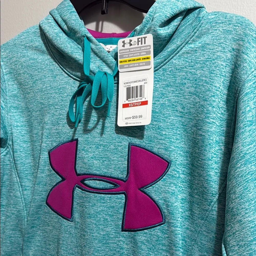 Under Armour cold gear storm Teal Hoodie with Purple Logo - Image 3