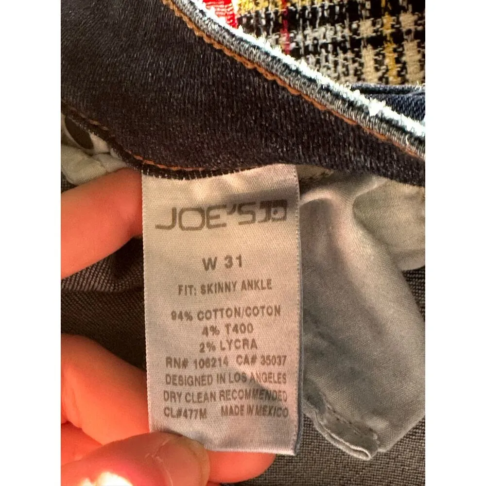 Joe’s Jeans Medium Wash Distressed Skinny Joyce Raw Hem Fringe Jeans Size 31 - Image 8