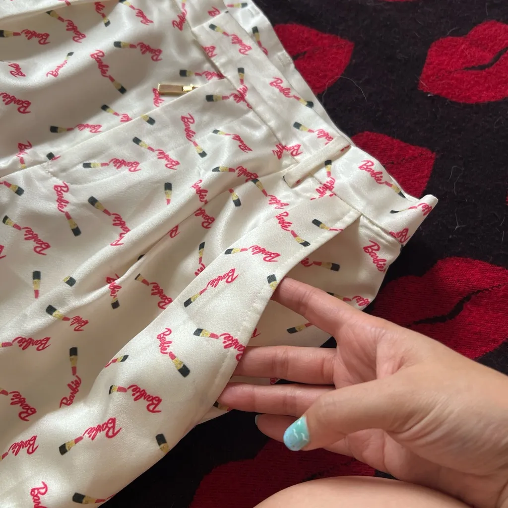 Barbie Japan lipstick pink white high waisted pants M Size M - Image 7