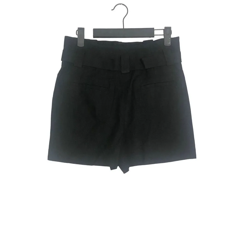 NWT L'AGENCE Alex Paperbag Tie Zip High Waist Shorts Pockets 2 Black #1678 - Image 5