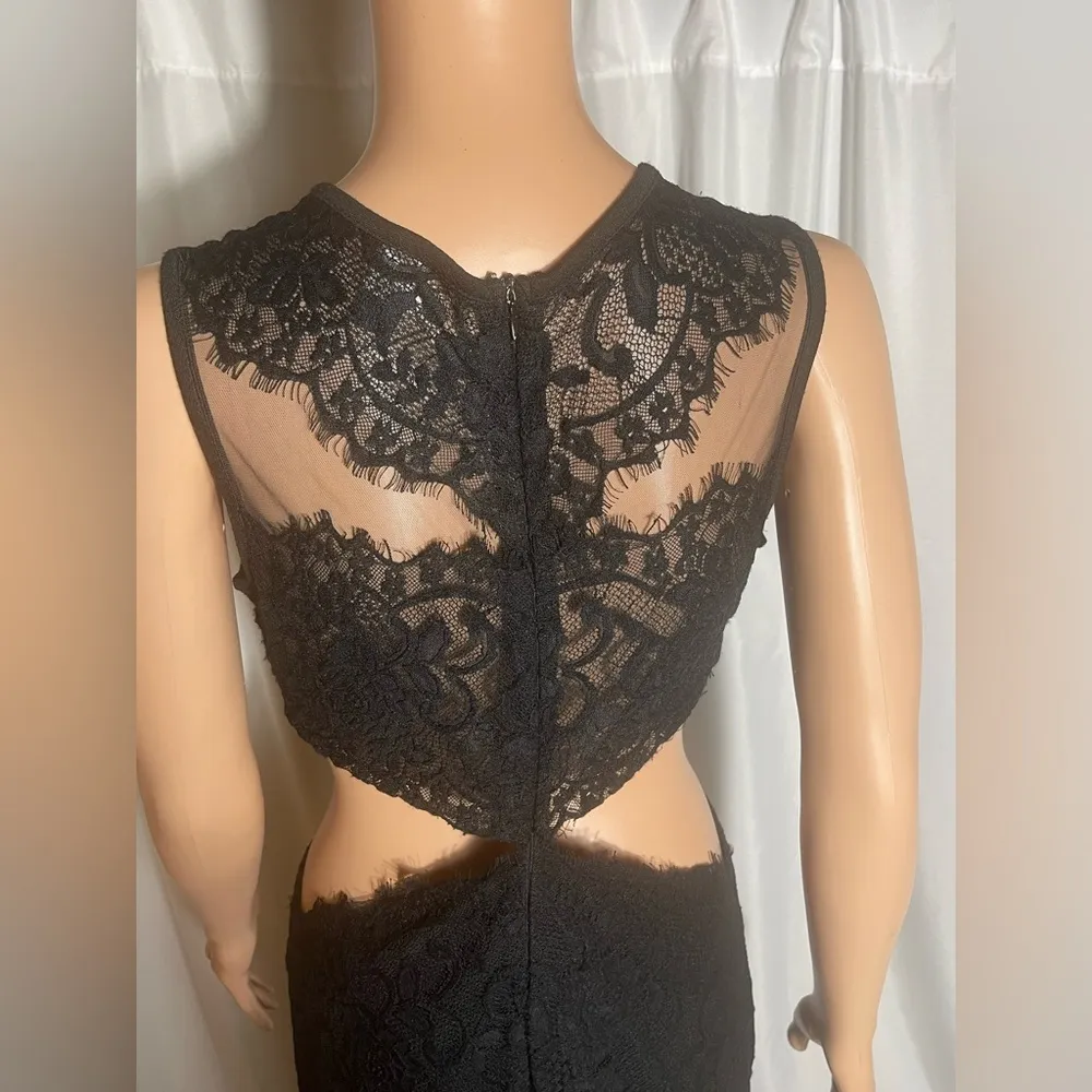 Windsor Vintage Women's Size L Black Hip Cut Out Sheer Lace Formal Gown - Image 6