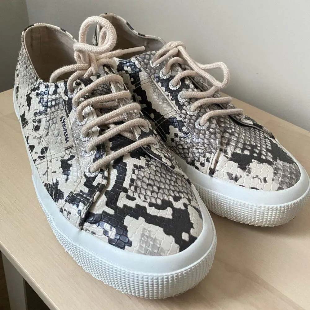 Superga 2730 Synthetic Snake Taupe Black Sneaker Size 8.5 - Image 12