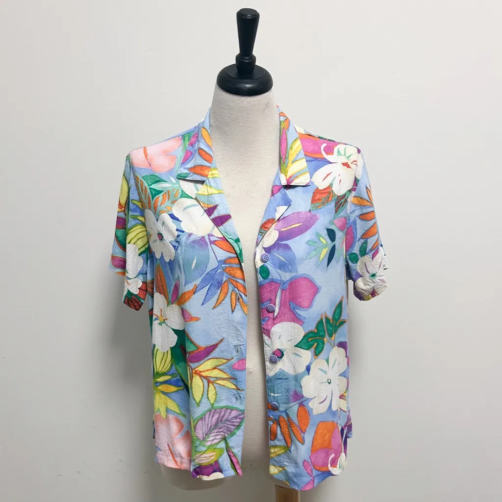 Jams World Vintage Luau Short Sleeve Button Shirt Maxi Dress Set Small Medium - Image 8