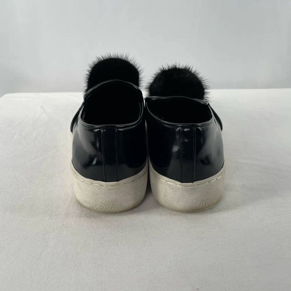 Michael Kors Collection Eddy Patent Leather Pom Pom‎ Sneaker in Black Size 5.5 - Image 4