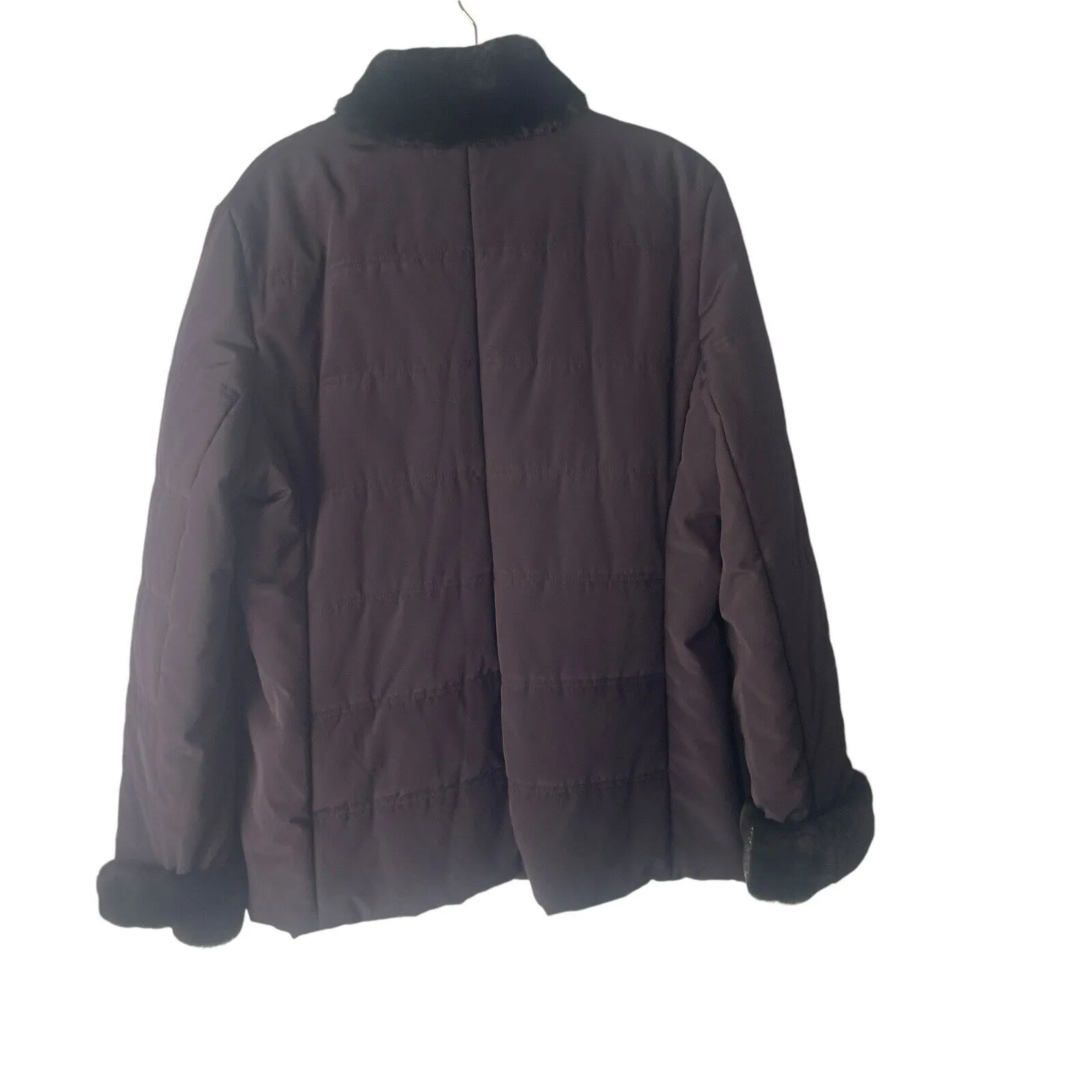 Jones New York Size‎ XL Chocolate Brown Faux Fur Lined Winter Coat - Image 6