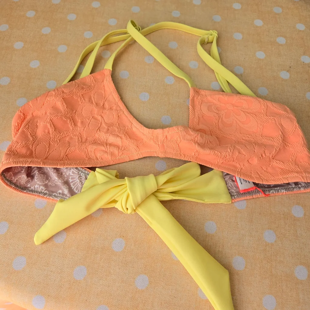 Free People Beach MISTY BAYSIDE CROP Neon Orange Floral Bikini Top Swimwear S - Image 3