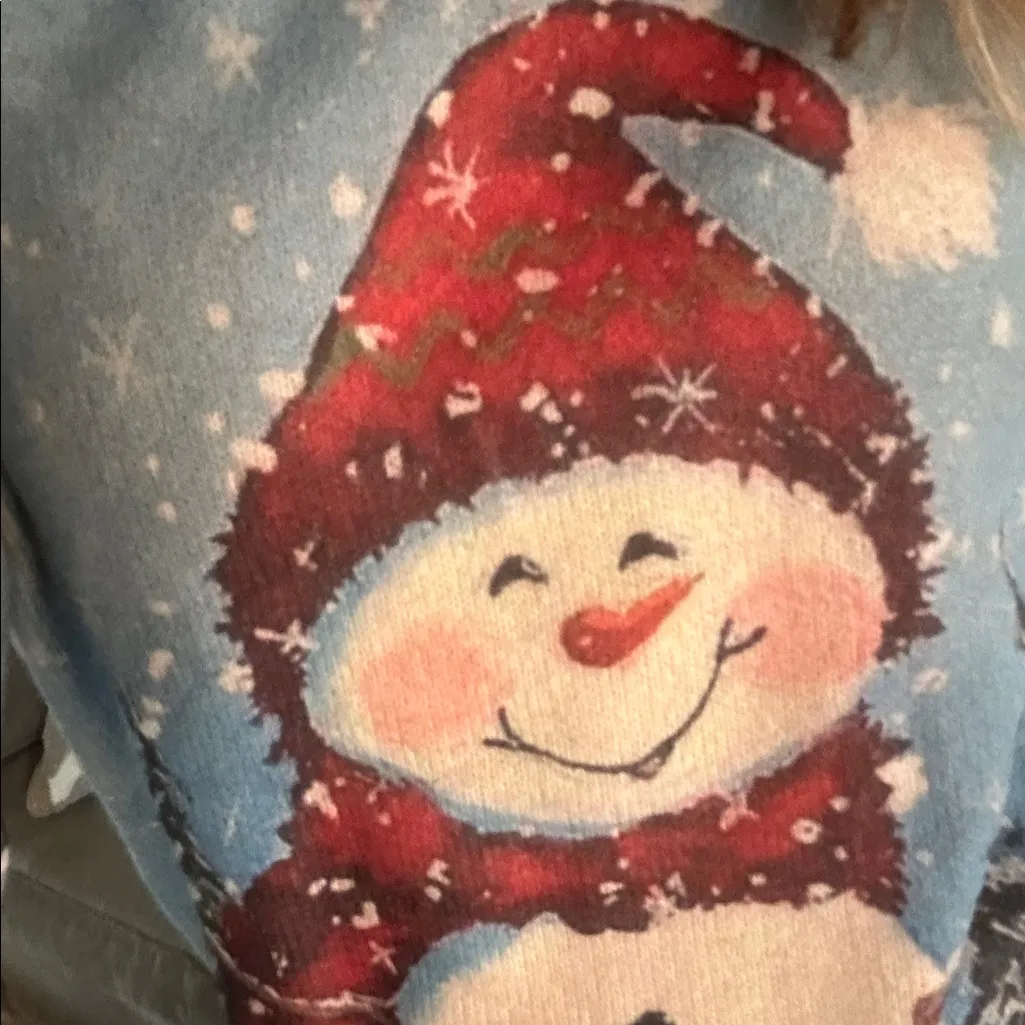 Snowman Holiday Christmas sweater red cardinal very soft Extra Large - Image 7