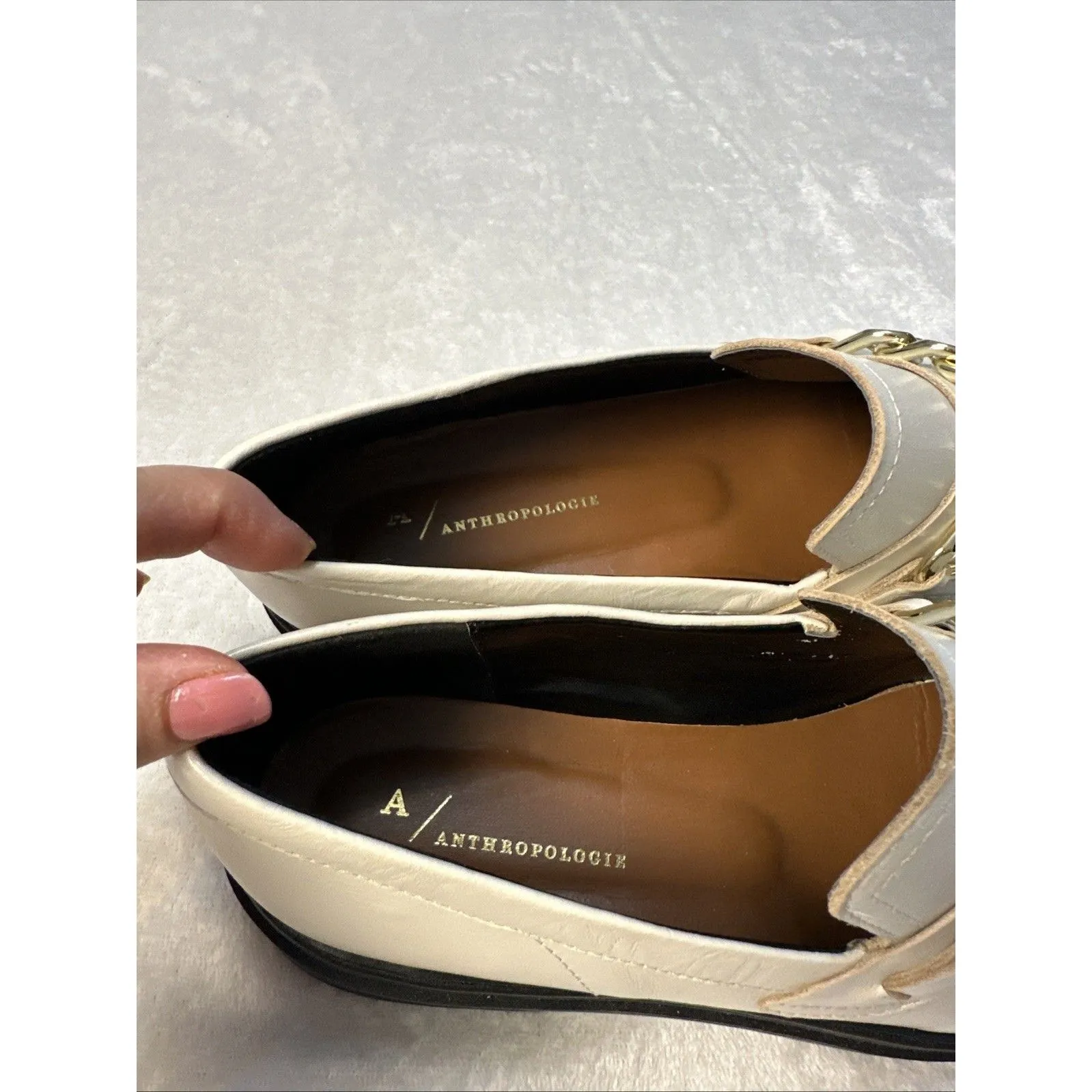 NWOT Anthropologie Ivory Lug Platform Gold Chain 10 Loafer MSRP $160 Old Money - Image 6