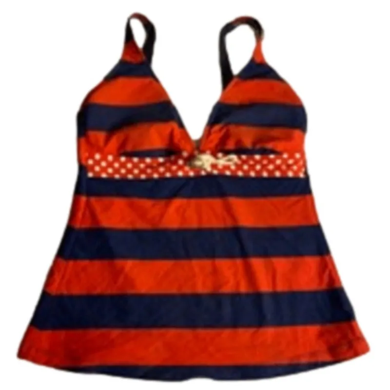 Tommy Hilfiger Nautical Striped Polka Dot Tankini Swim Top Size M - Image 2