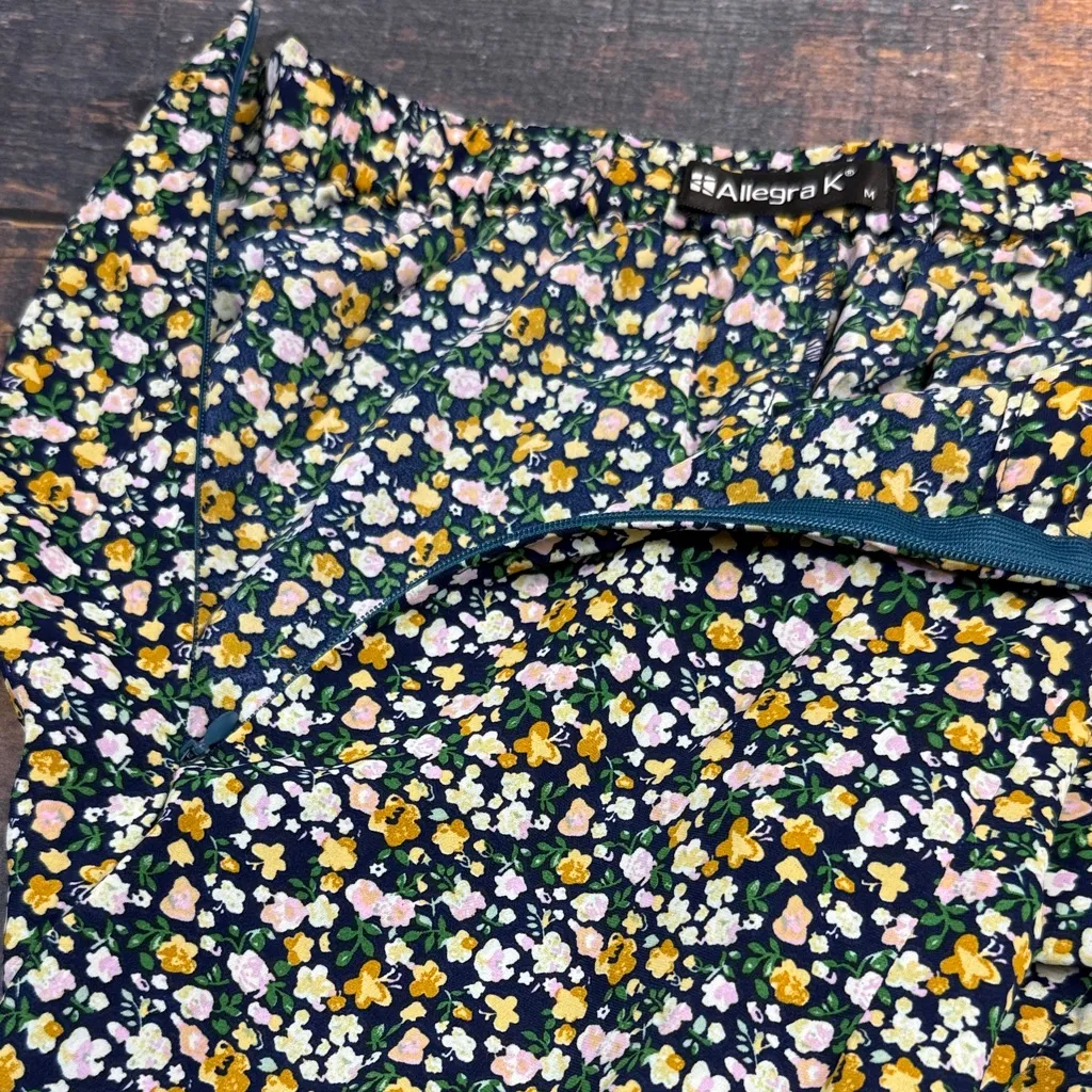 Allegra K Floral Maxi Ruffle Skirt - Black, Yellow, White - Image 7