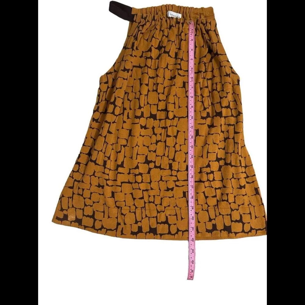 Merona Women Tank Top Sz XL Brown Abstract Animal Print Bow Tie Drawstring - Image 4