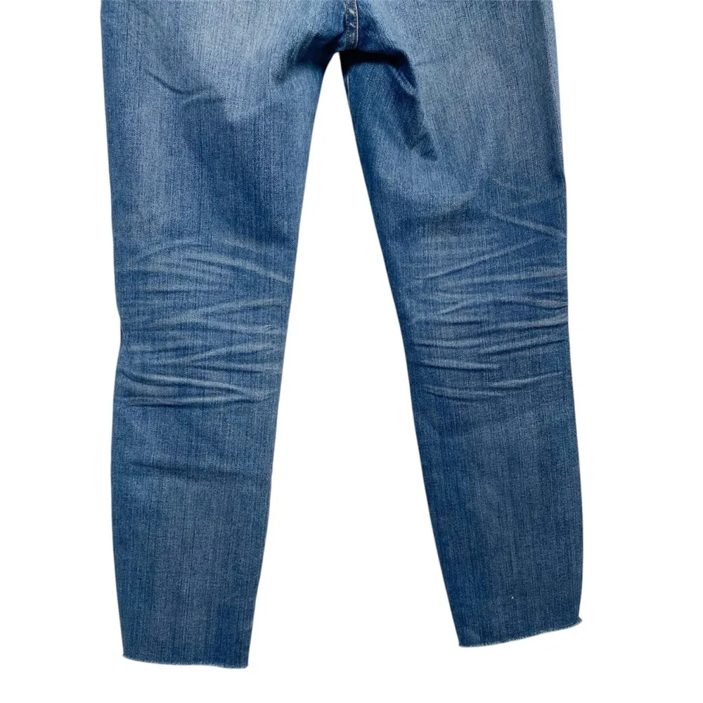 Madewell Indigo Skinny Overalls Denim Classic Workwear Ankle Raw Hem - Image 15