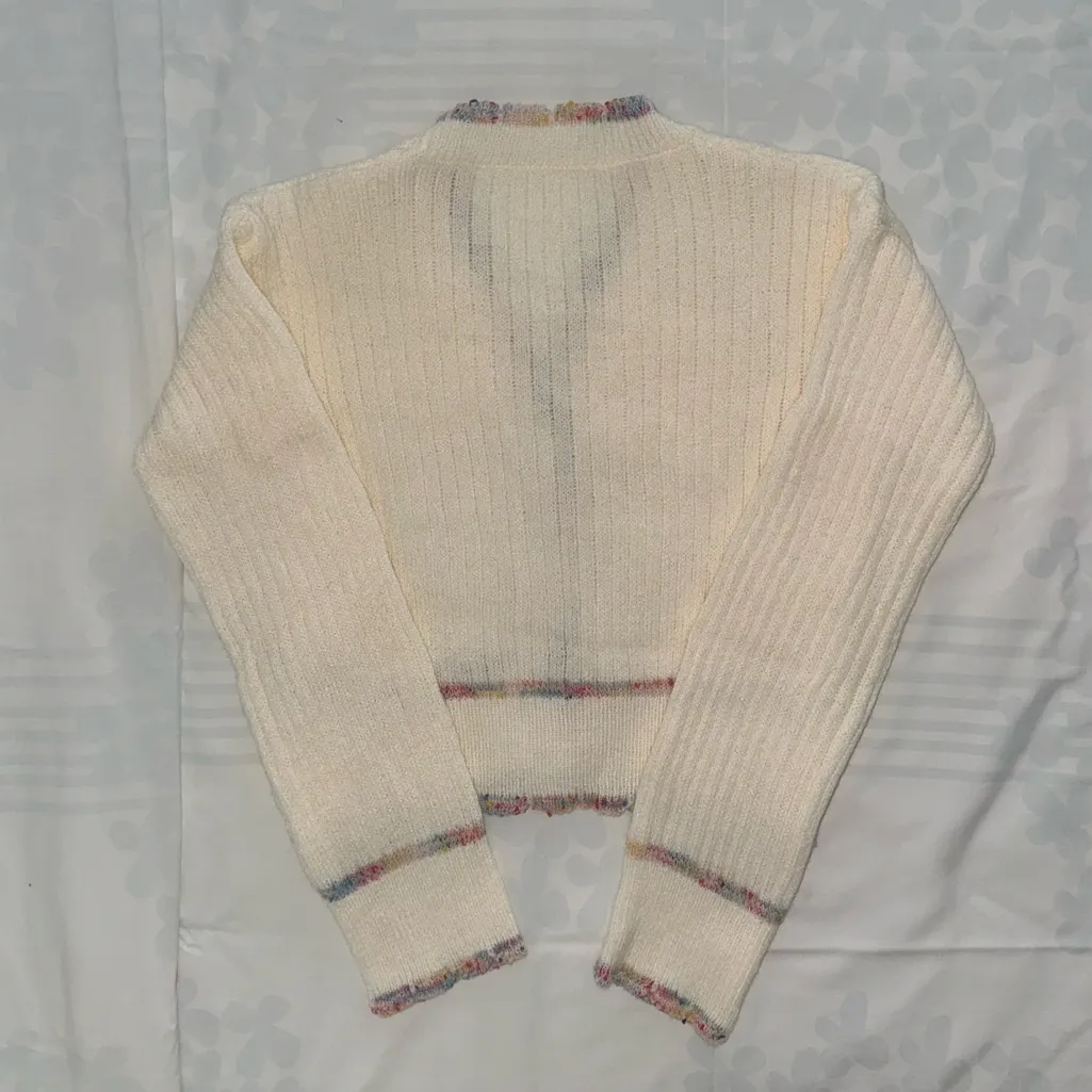 Cream Knitted Cardigan Sweater - Image 6