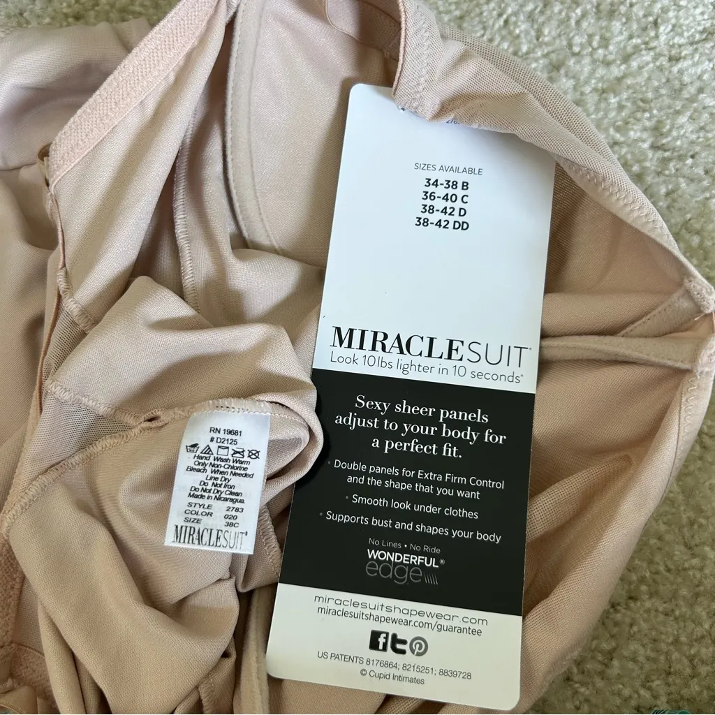 NWT MiracleSuit Beige Women's Sexy Sheer Extra Firm Bodybriefer 2783 Size 38C - Image 7