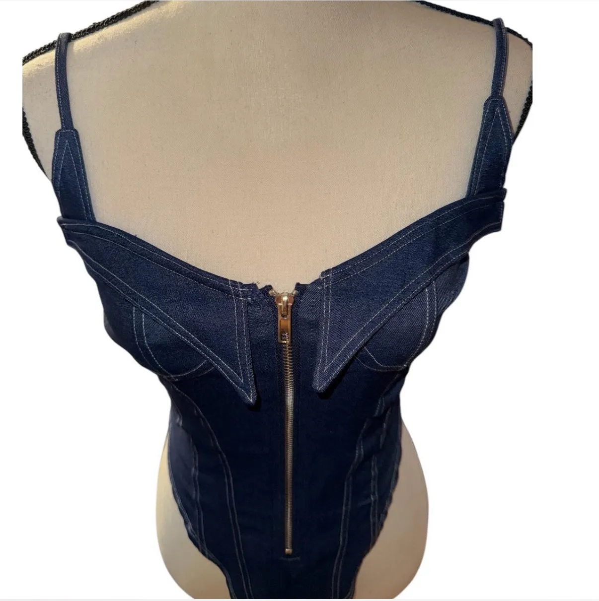 Denim Corset Bodysuit - Image 3