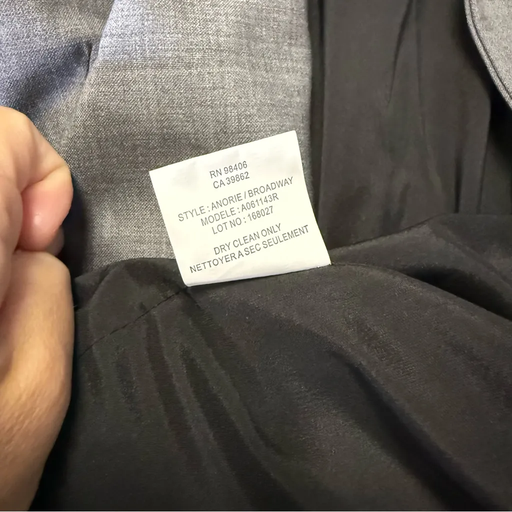 Theory Women’s Anorie II Broadway Gray Wool Blend Blazer Size 2 - Image 6