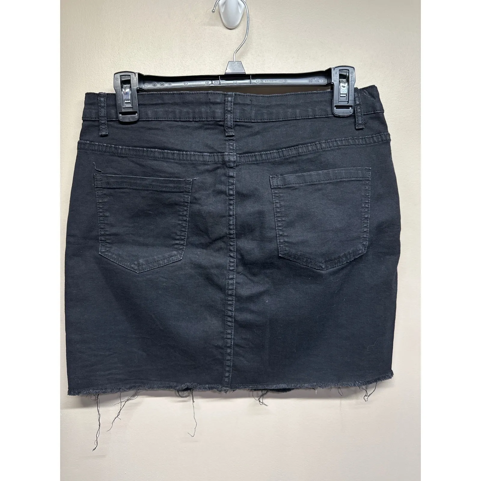 Monkey Ride Jeans Black Denim Skirt Zipper Ring Fringe Womens Size Medium Y2K - Image 4