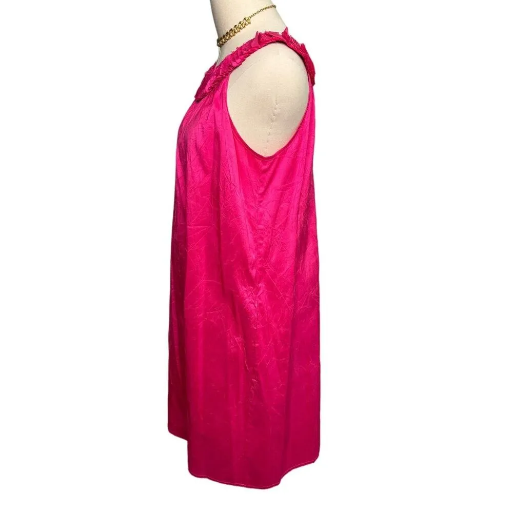 Calypso St. Barth 100% silk ruffle collar hot pink slip mini dress size large L - Image 3