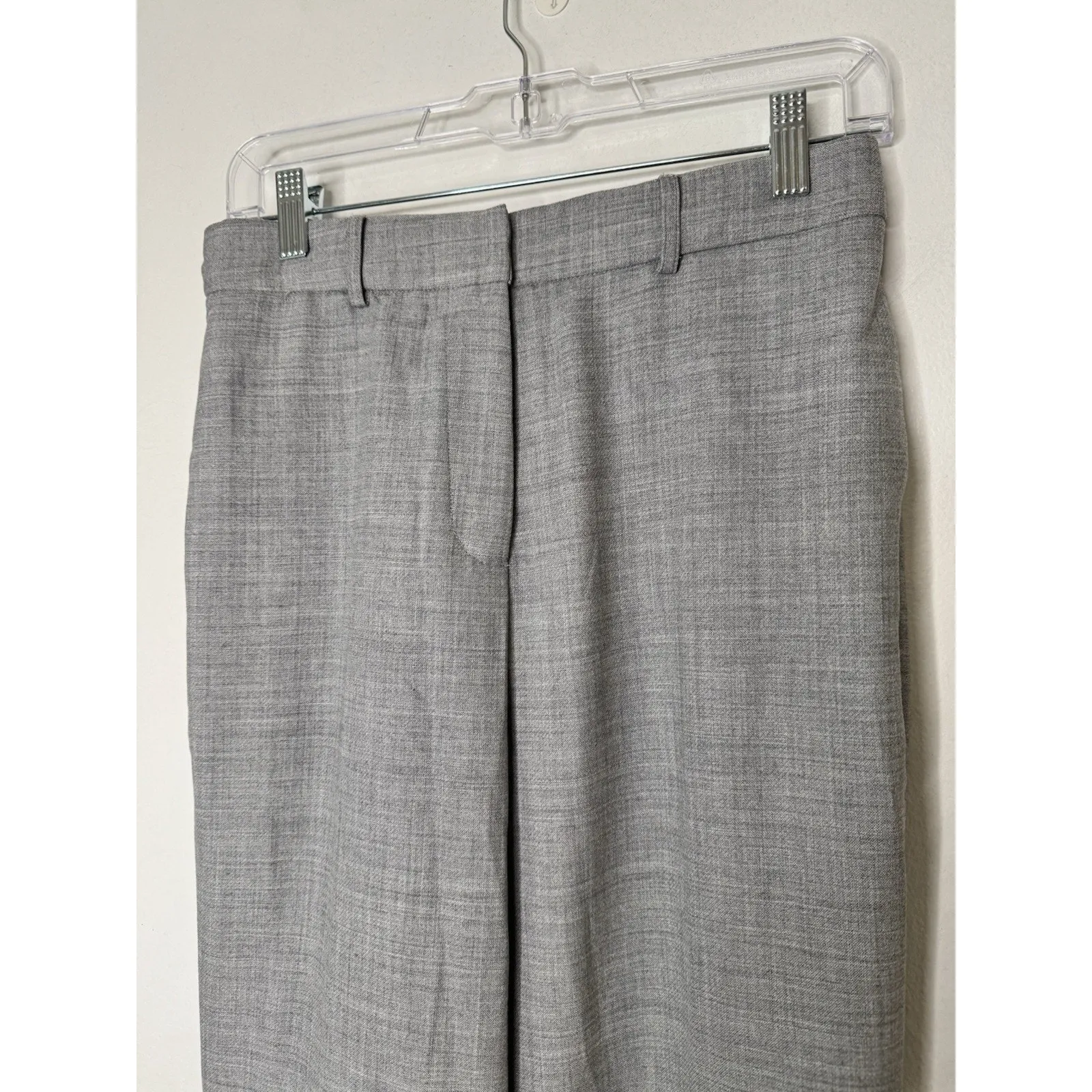 NWT OGL Stretch Wool Mid Rise Flared Trousers Light Gray Size Small - Image 3