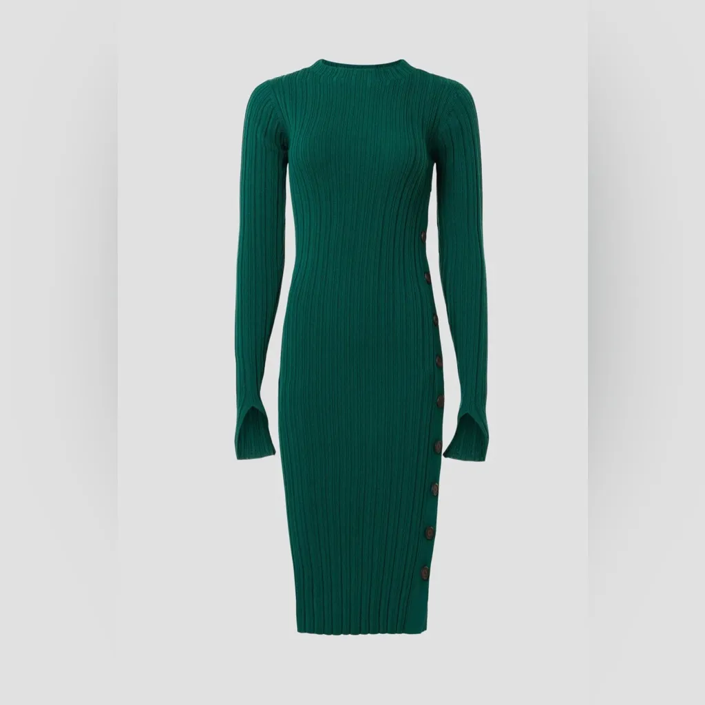 Adam Lippes Green Side Button Dress - Image 10