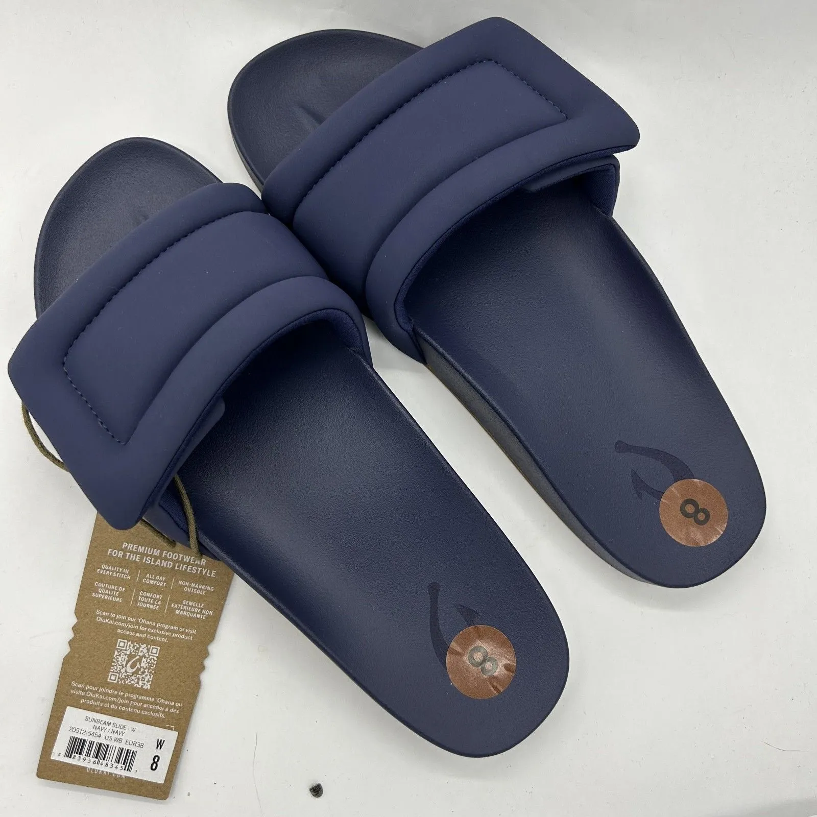 OluKai Women's Sunbeam Slide Navy Comfort Sandal Puff Strap EU 38 Size8 Blue Size 8 - Image 5