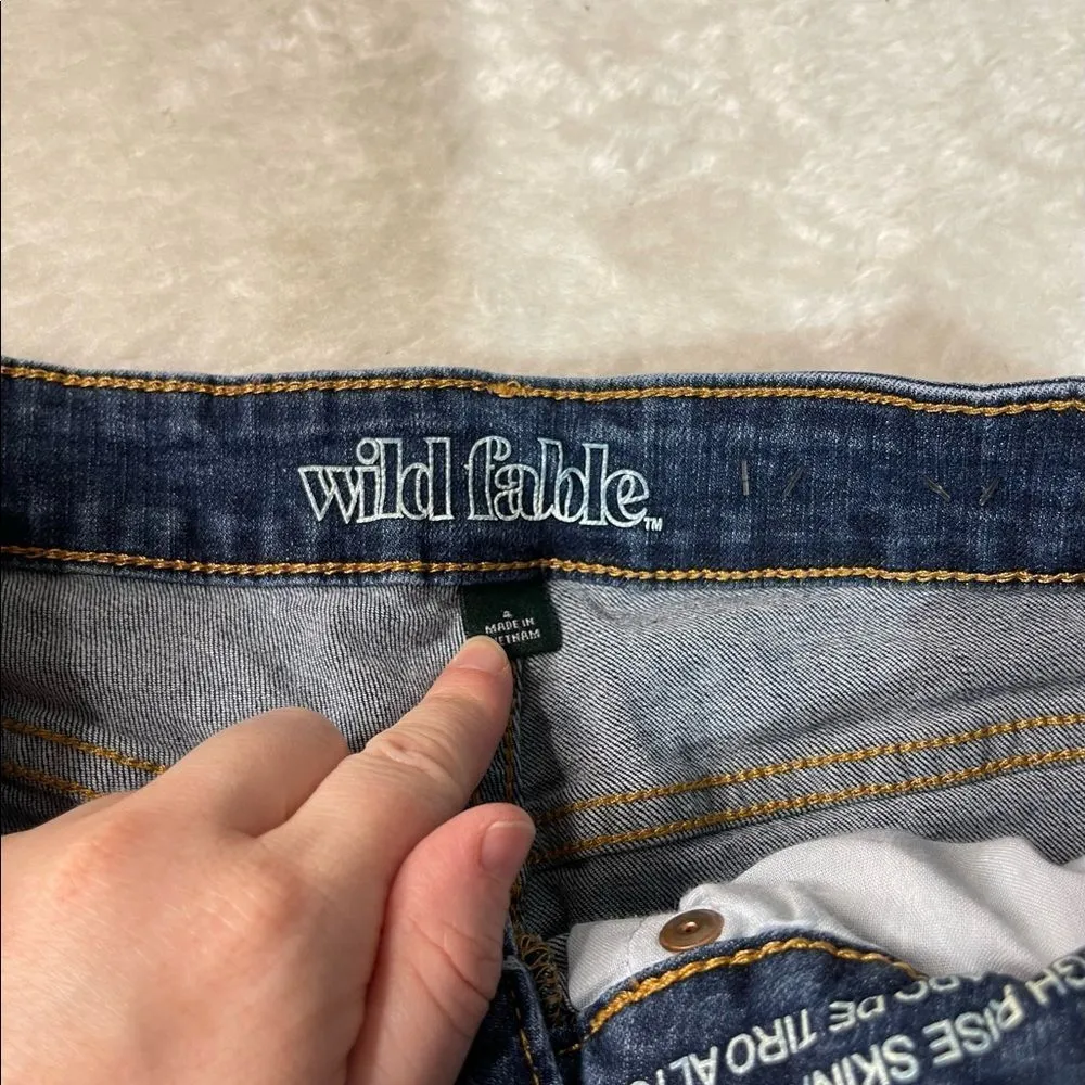 Wild Fable Dark Wash Distressed Raw Hem Skinny Jeans - Image 7