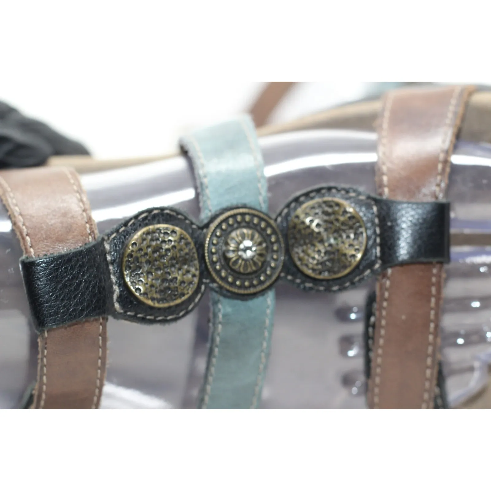 Taos Prize 4 Leather Sandals Comfort Strappy Embellished Details‎ US 6 EU 37 Brown - Image 6