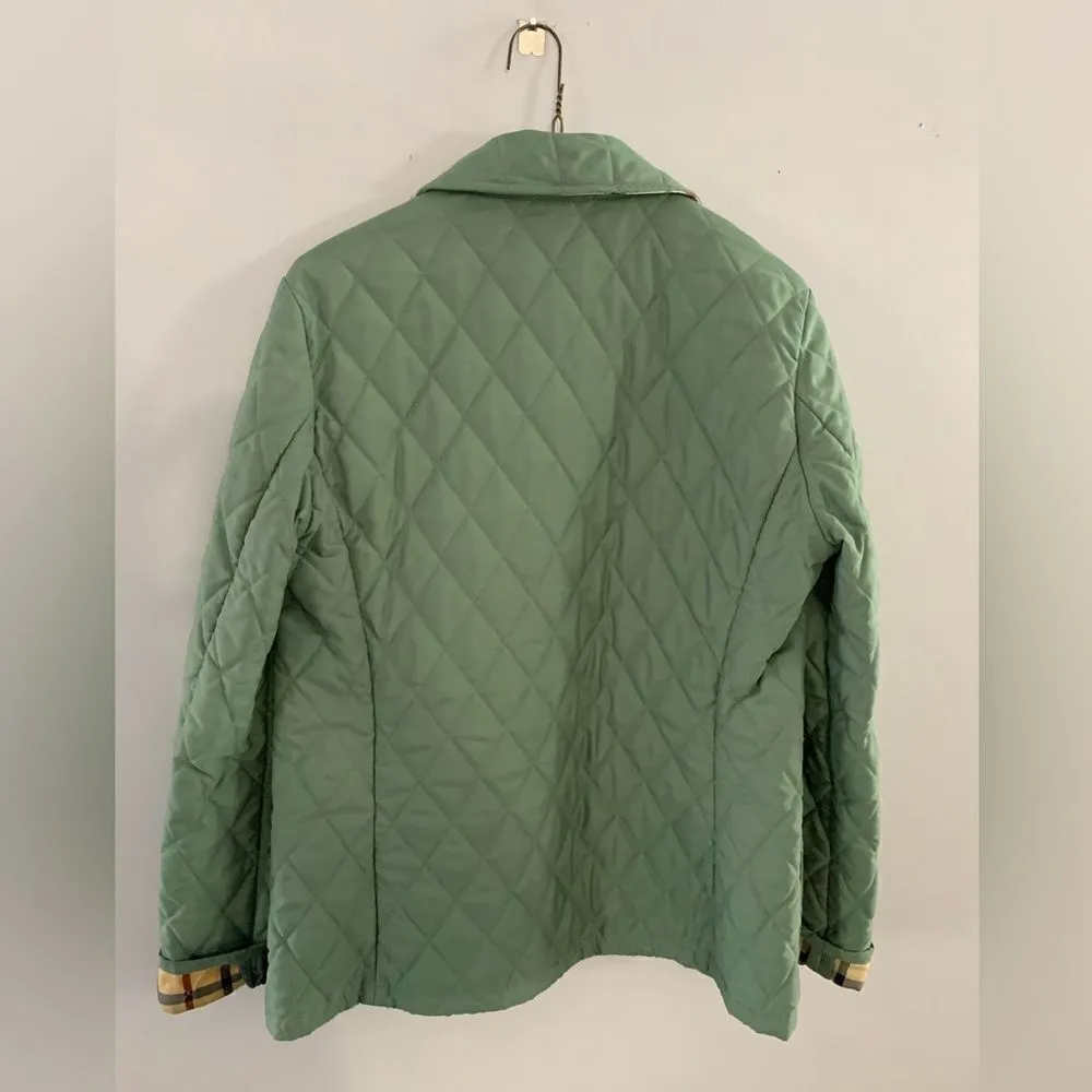 Brooks Brothers 346  Quilted Jacket Button Up Plaid Lined Green Size 8 Size S M - Image 16