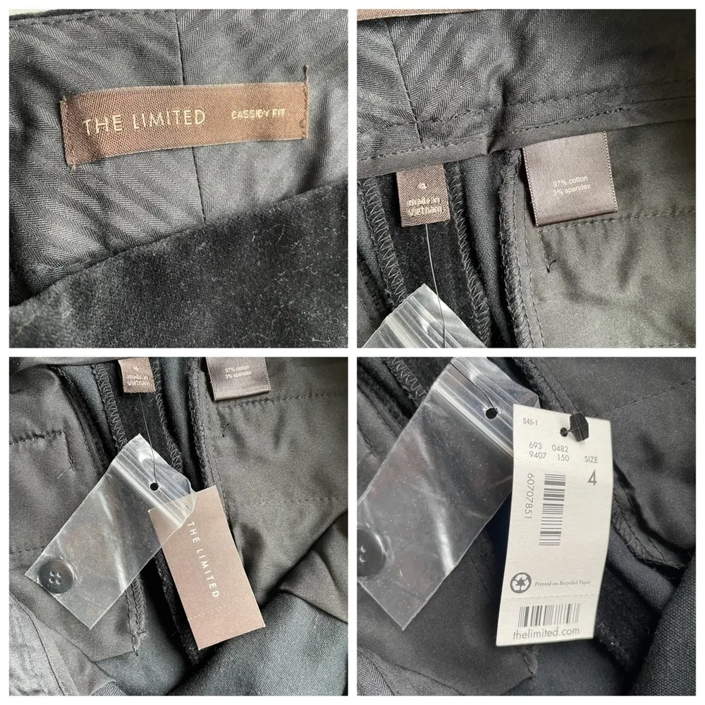 The Limited Cassidy Fit Black Velvet Trouser Pant Size 4 NWT 30W 32L Bootcut - Image 3