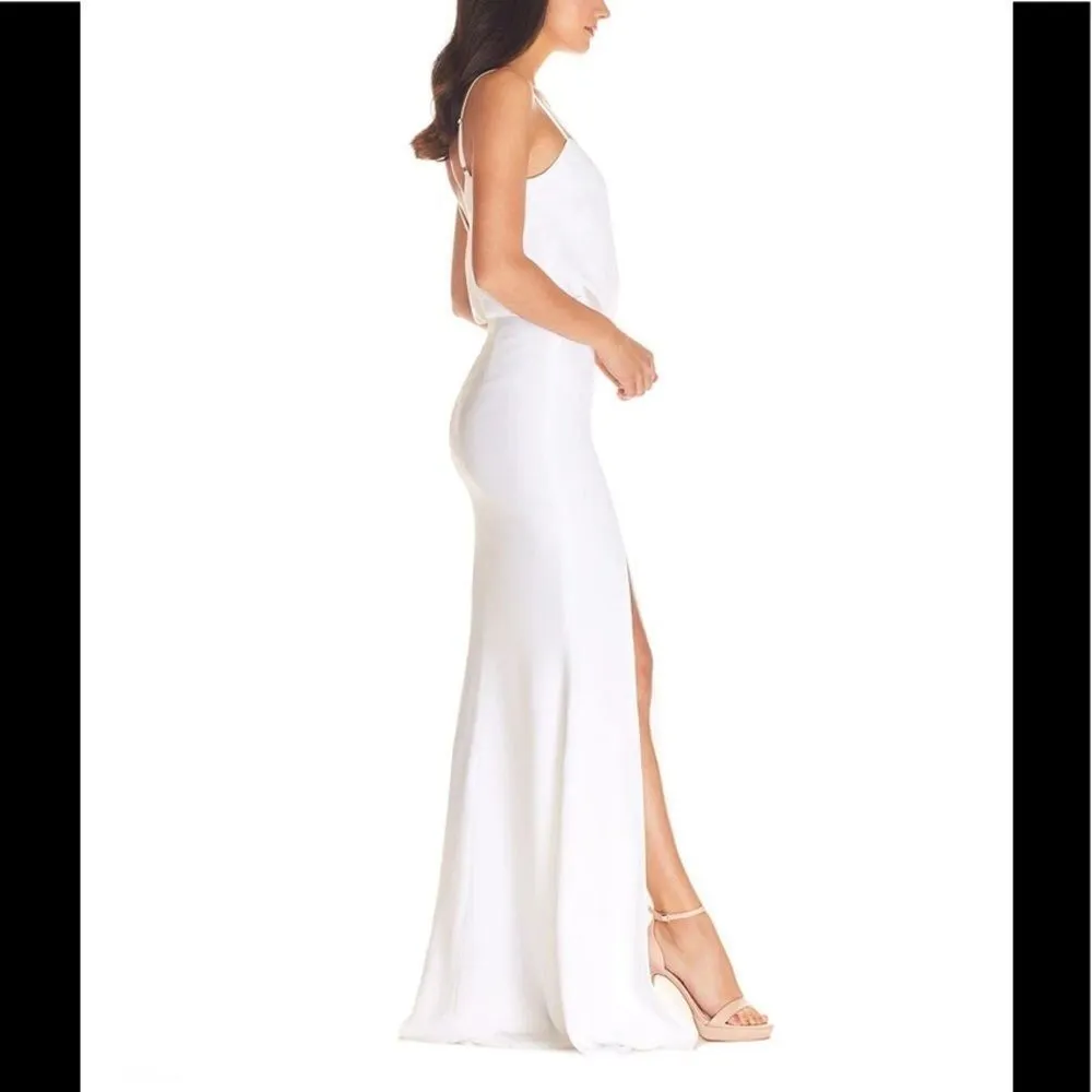 Dress the population Gracelyn off white blouson gown - Image 5