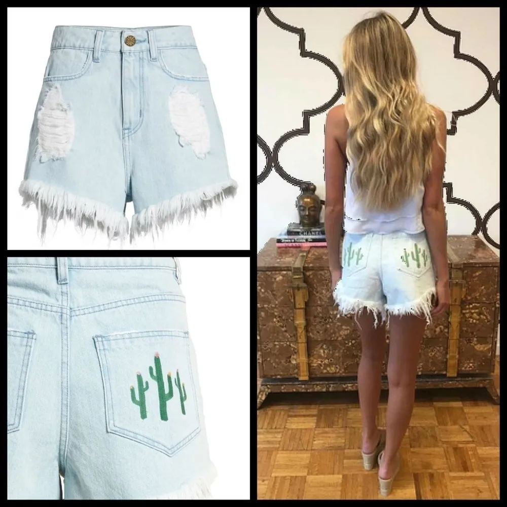💕SHOW ME YOUR MUMU💕 Hi-Rise Cactus Denim Shorts 24 NWT *MISSING BUTTON* - Image 6