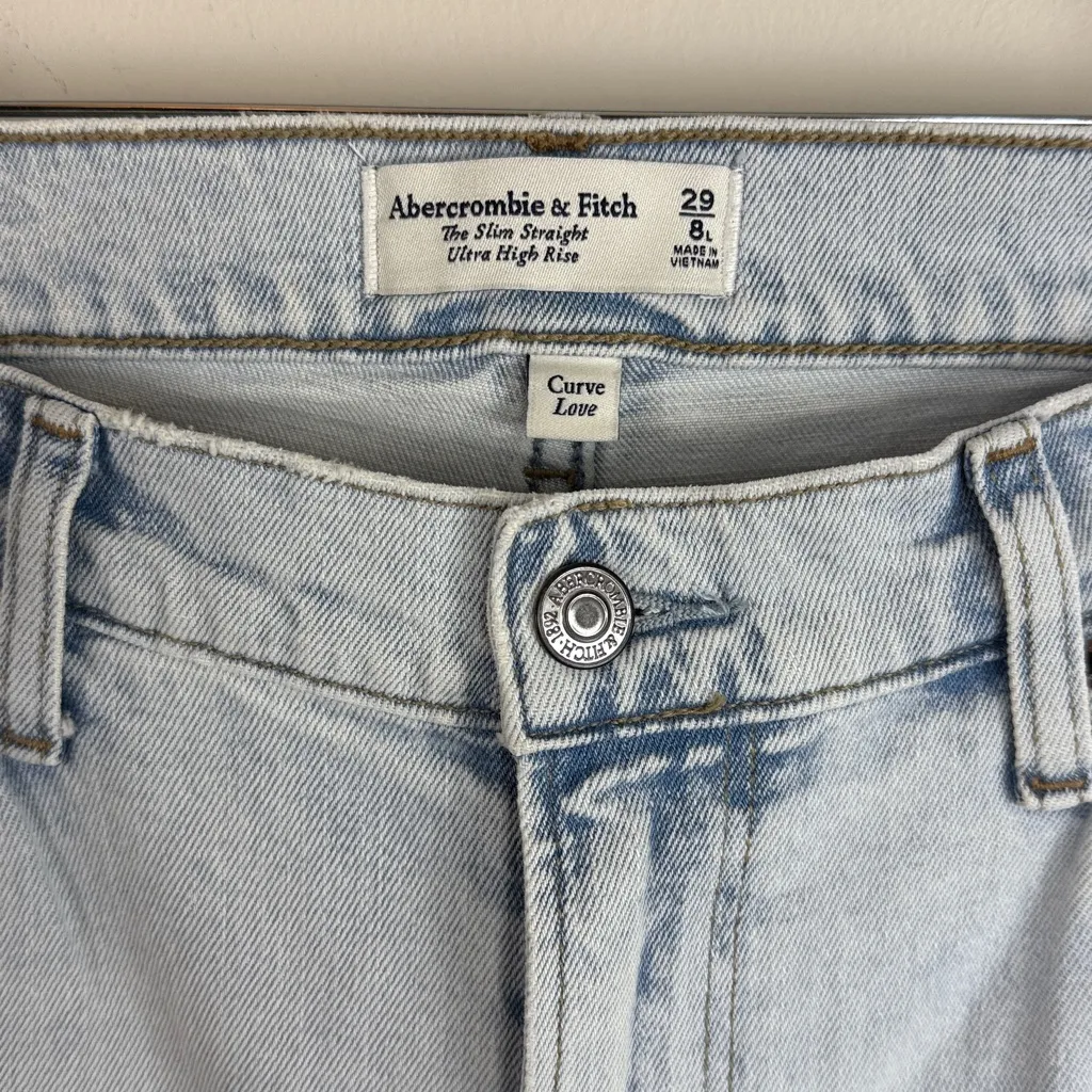 Abercrombie & Fitch Curve Love Slim Straight Ultra High Rise Ankle Slit Jeans 29 - Image 3