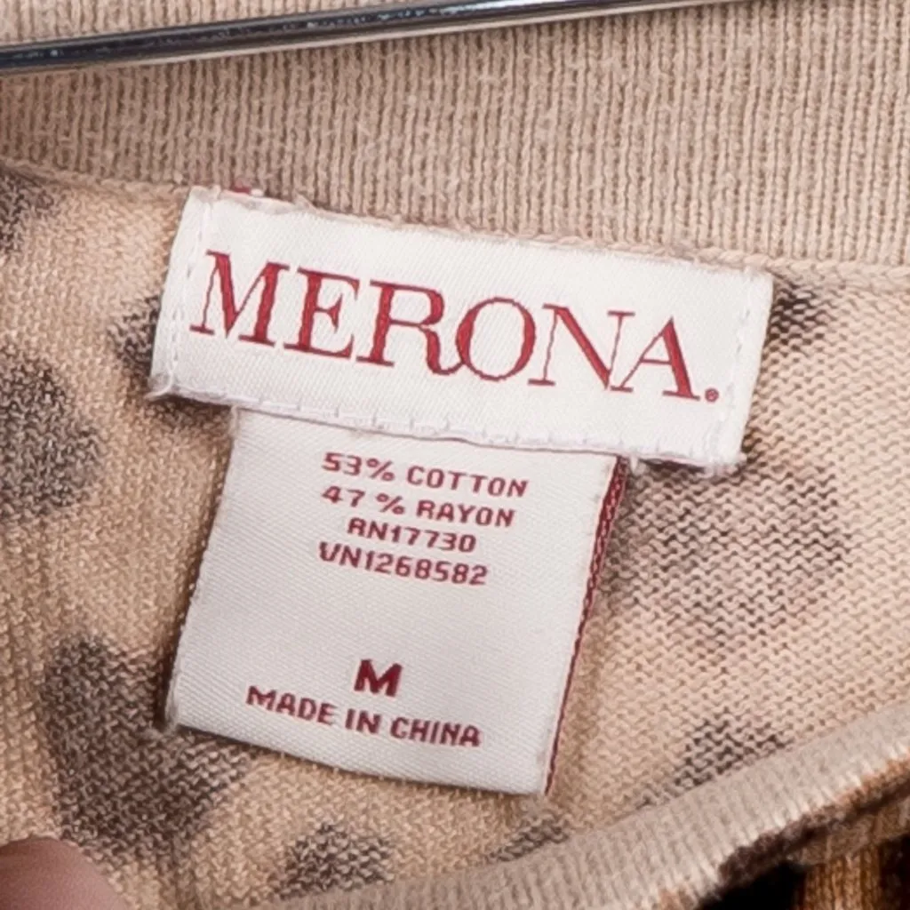 Merona Leopard Print Pencil Skirt M Womens Tan Brown Stretch Cotton Blend - Image 4