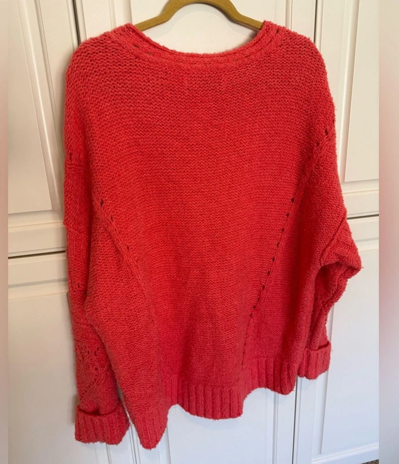 Anthropologie Pilcro Women's Oversized Knit Sweater Coral Fall Size Medium - Image 3