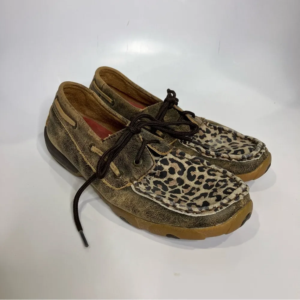 Twisted X‎ cheetah print driving Mocs leather animal print women’s size 8.5 - Image 4