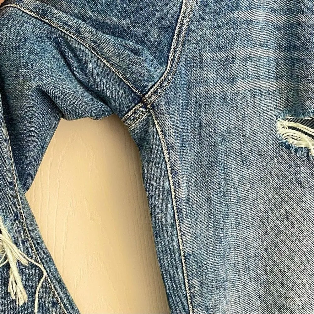 GARAGE Embroidered High Rise Mom Jeans (Distressed Medium Wash) -13 - Image 9