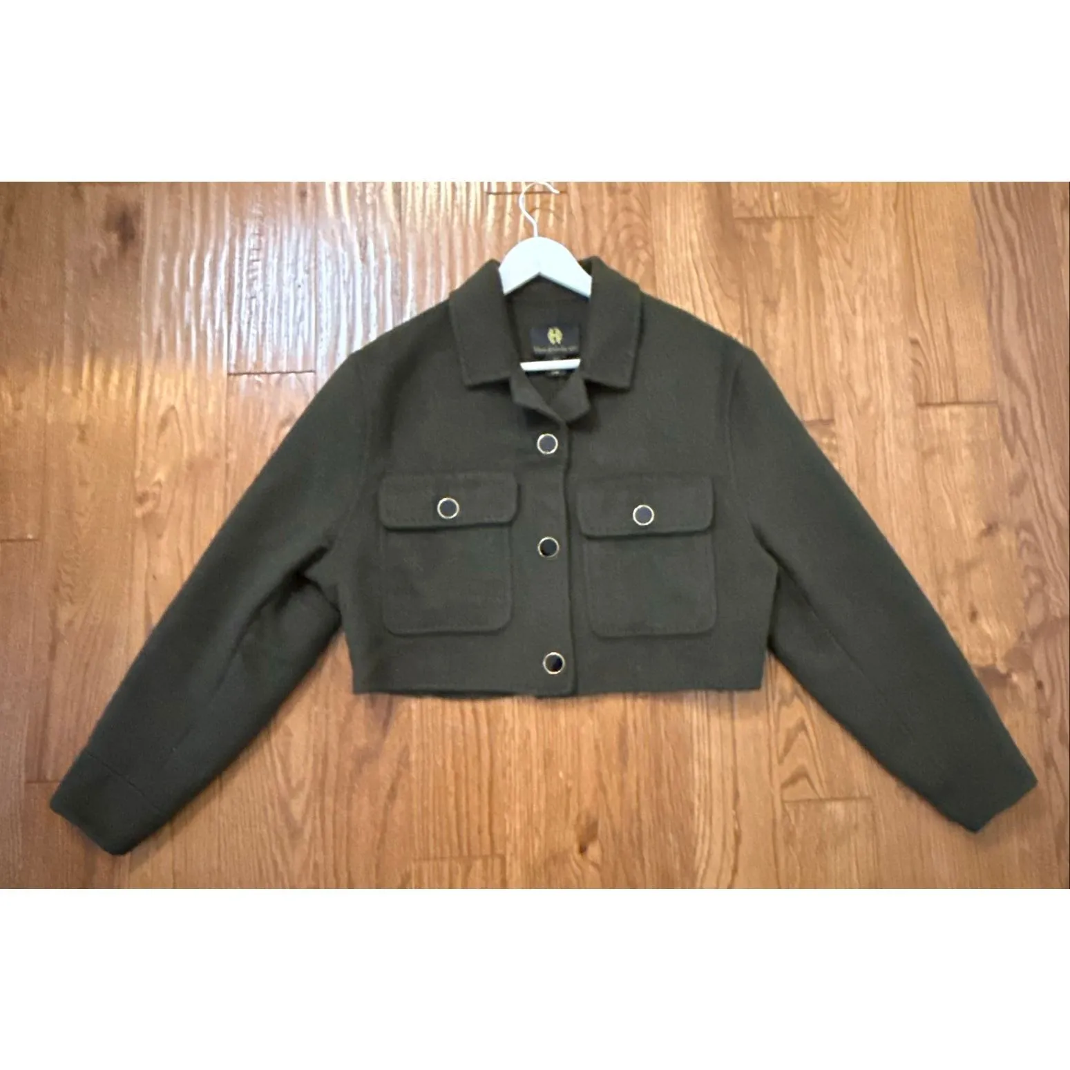 House of Harlow 1960 green wool blend cropped jacket size small - Image 4