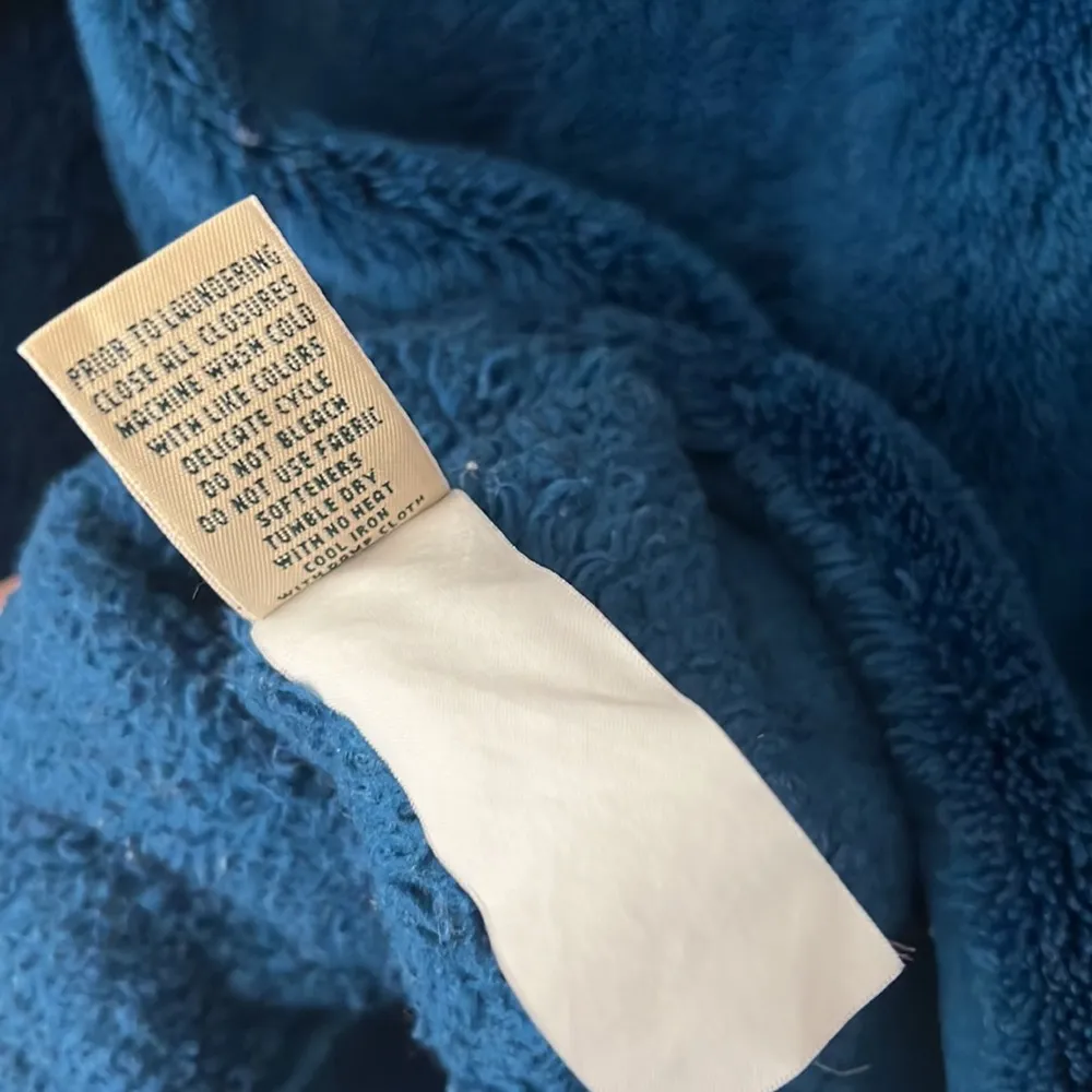 LL Bean Hi Pile Fleece Pullover Teal/Blue/Gray Size Medium - Image 7