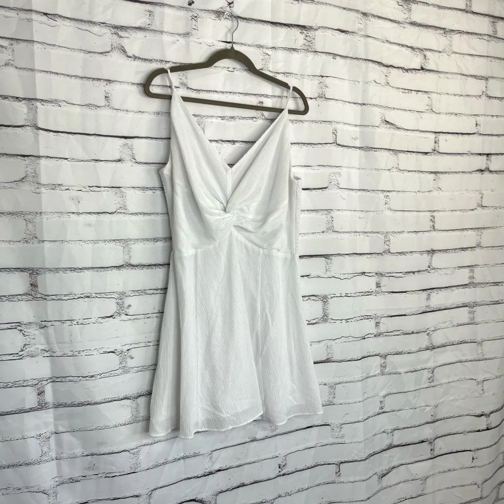 Abercrombie & Fitch White Knot Front Mini Dress Women’s XL Lined A-Line Smocked - Image 2