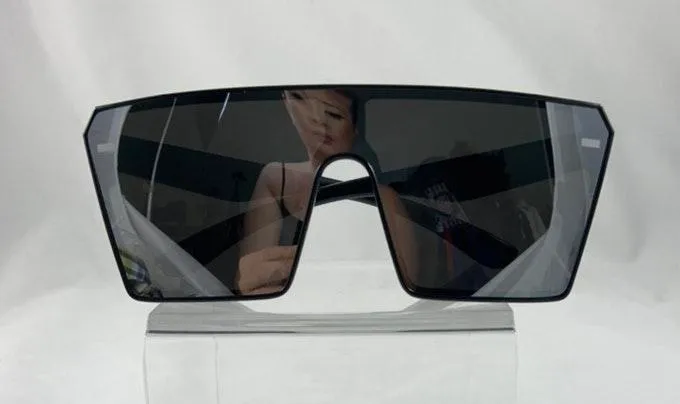 Silver metallic rectangular shield shades - Image 4