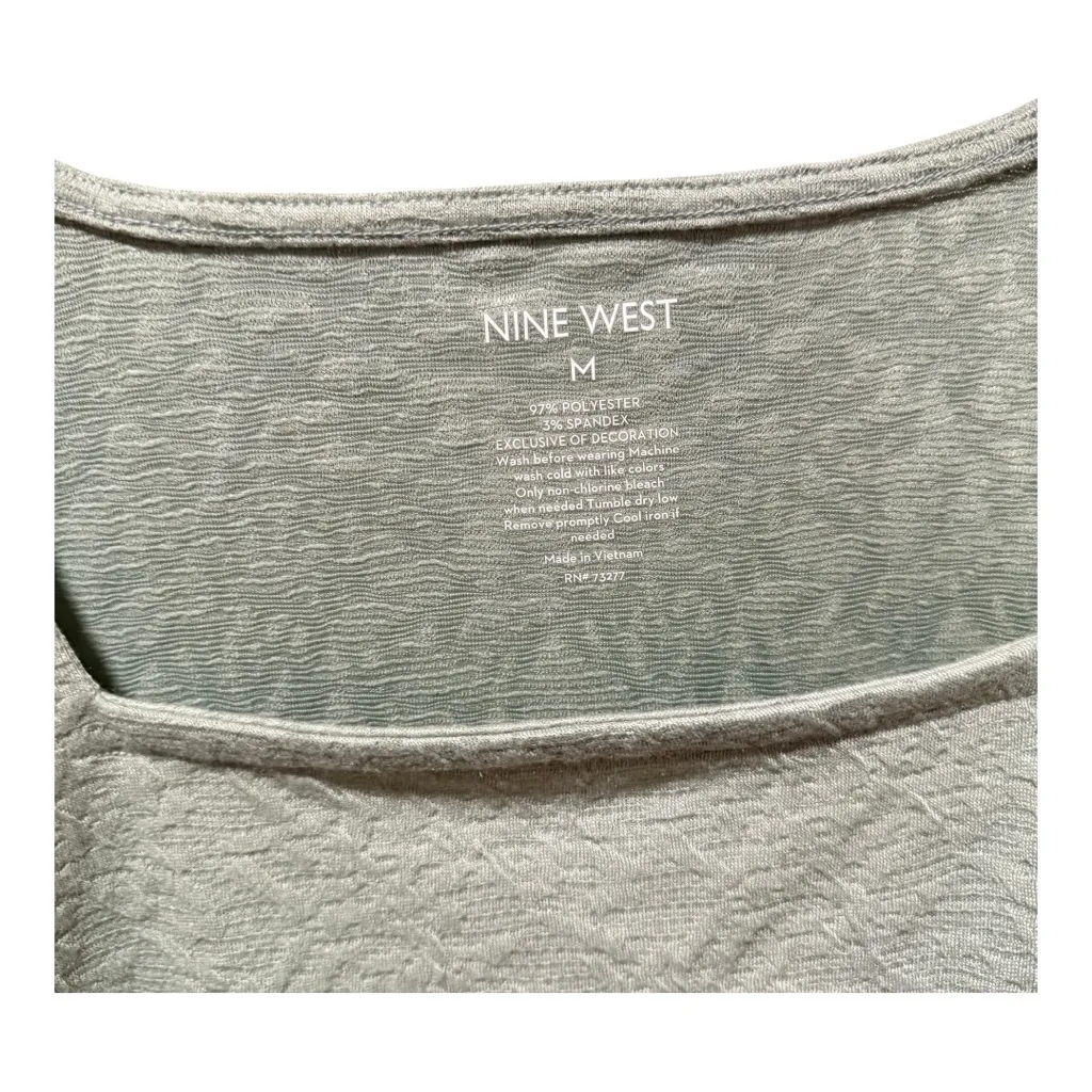 Nine West Green Puff Sleeve Blouse Medium - Image 4