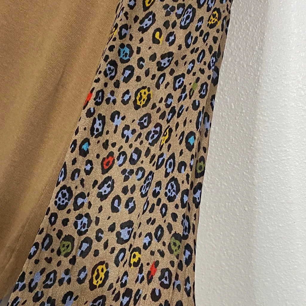 Anthropologie Camel Sweater with Vibrant Patterned Sleeves - Image 6