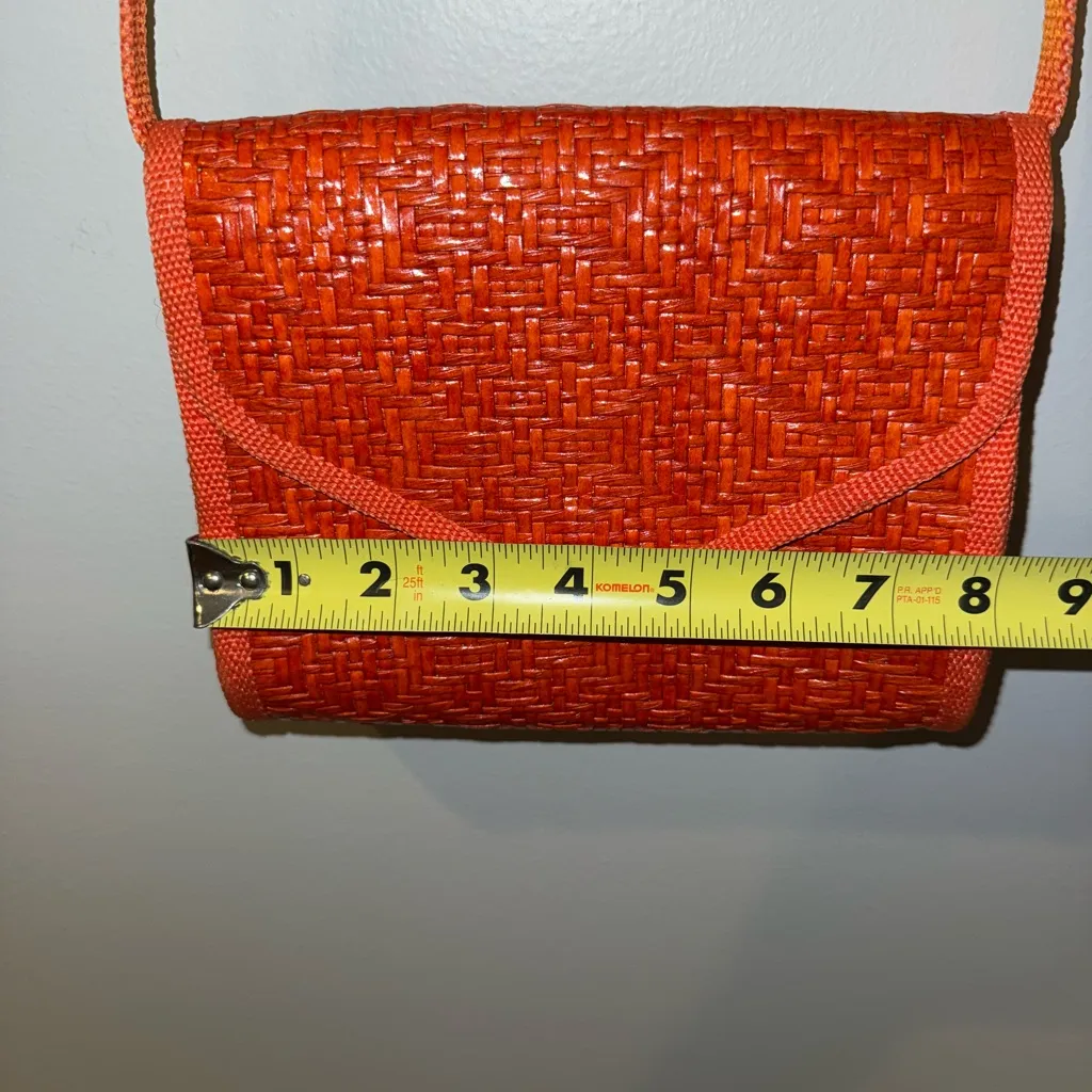 Calypso Bermuda Made in Italy Straw Wicker Red Orange Purse Vintage‎ K - Image 10