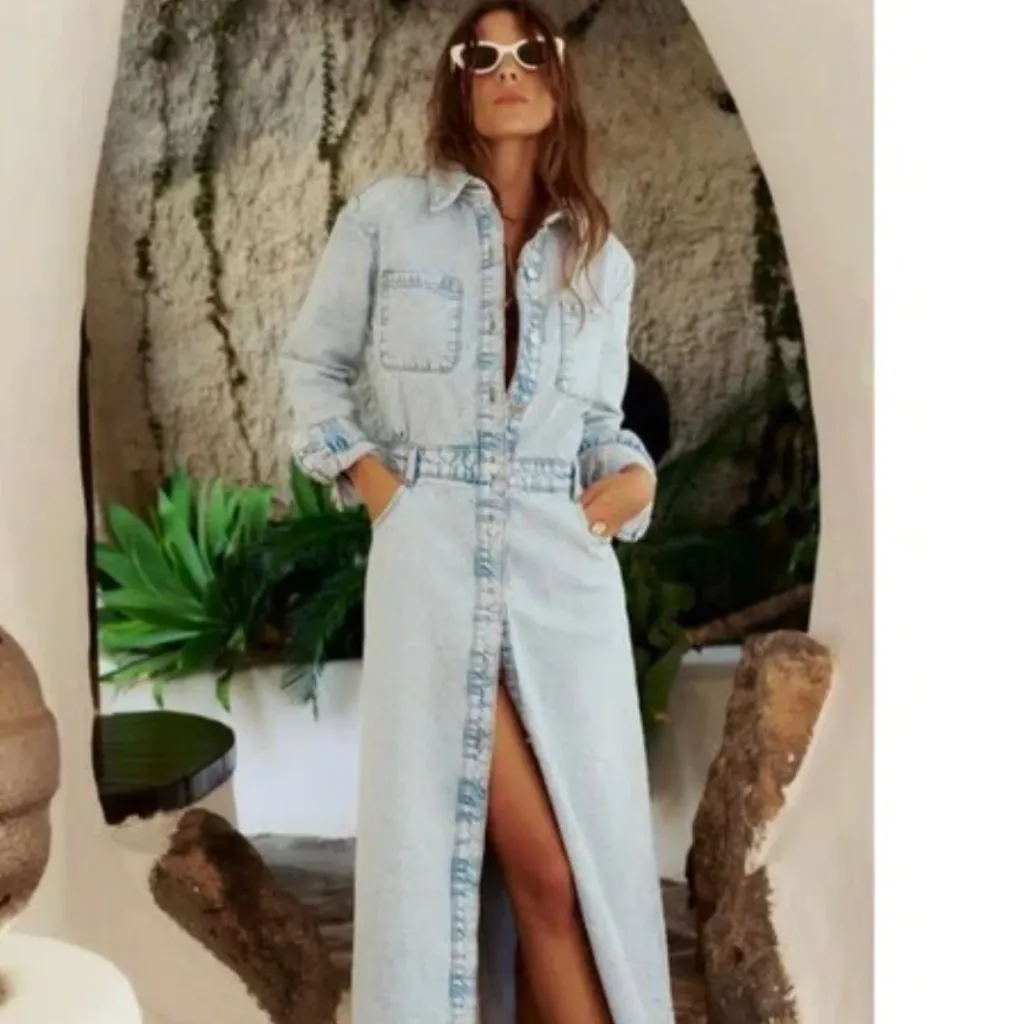 NWOT Zara Z1975 DENIM MIDI DRESS Bloggers Fave  Blue - Image 3