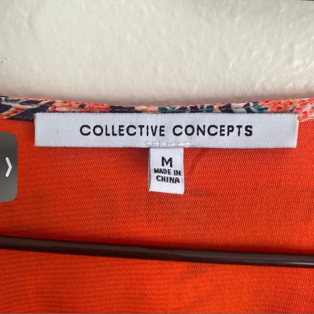 Collective Concepts Vibrant Orange and Pink Long Sleeve Dress - Image 6