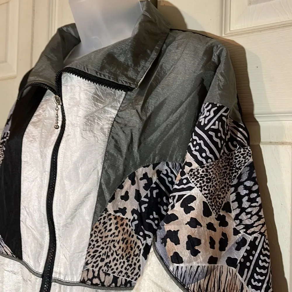 Vintage Ville Franche 1990s Colorblock Windbreaker Jacket Animal Print M Size M - Image 7