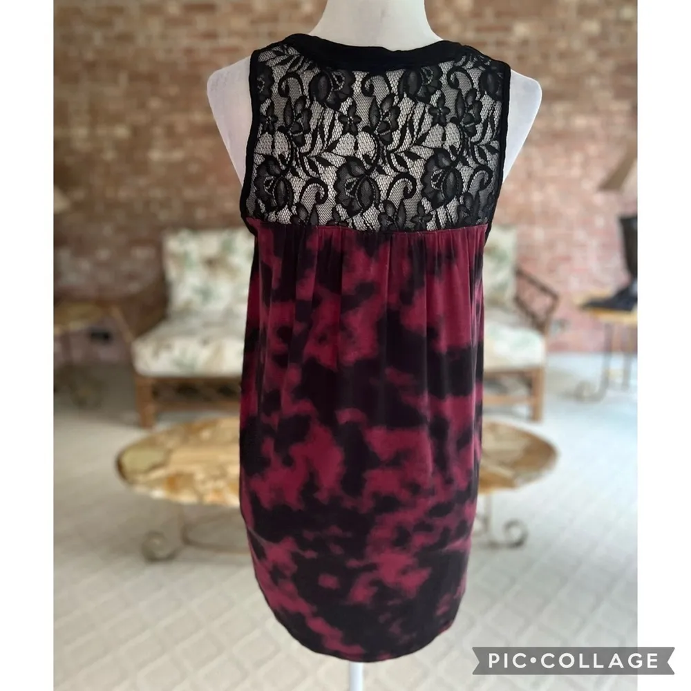NWT Torrid Super Soft Tunic Top Lace Tie Dye Sz 10 Burgundy Black Swing Chic - Image 11