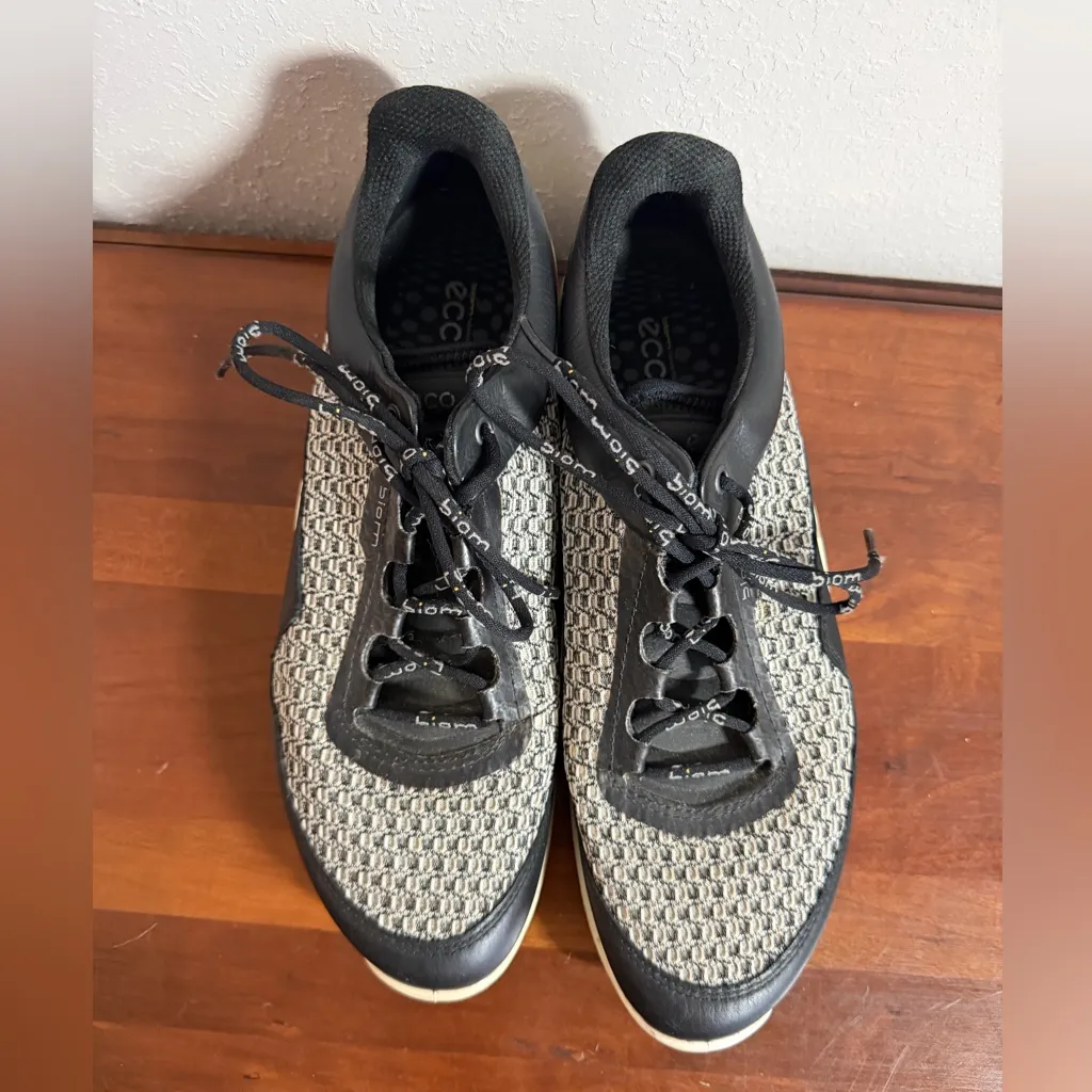 Ecco Biom Fjuel Black White Mesh Lace Up Sneaker Athletic Womens 41 Casual - Image 2