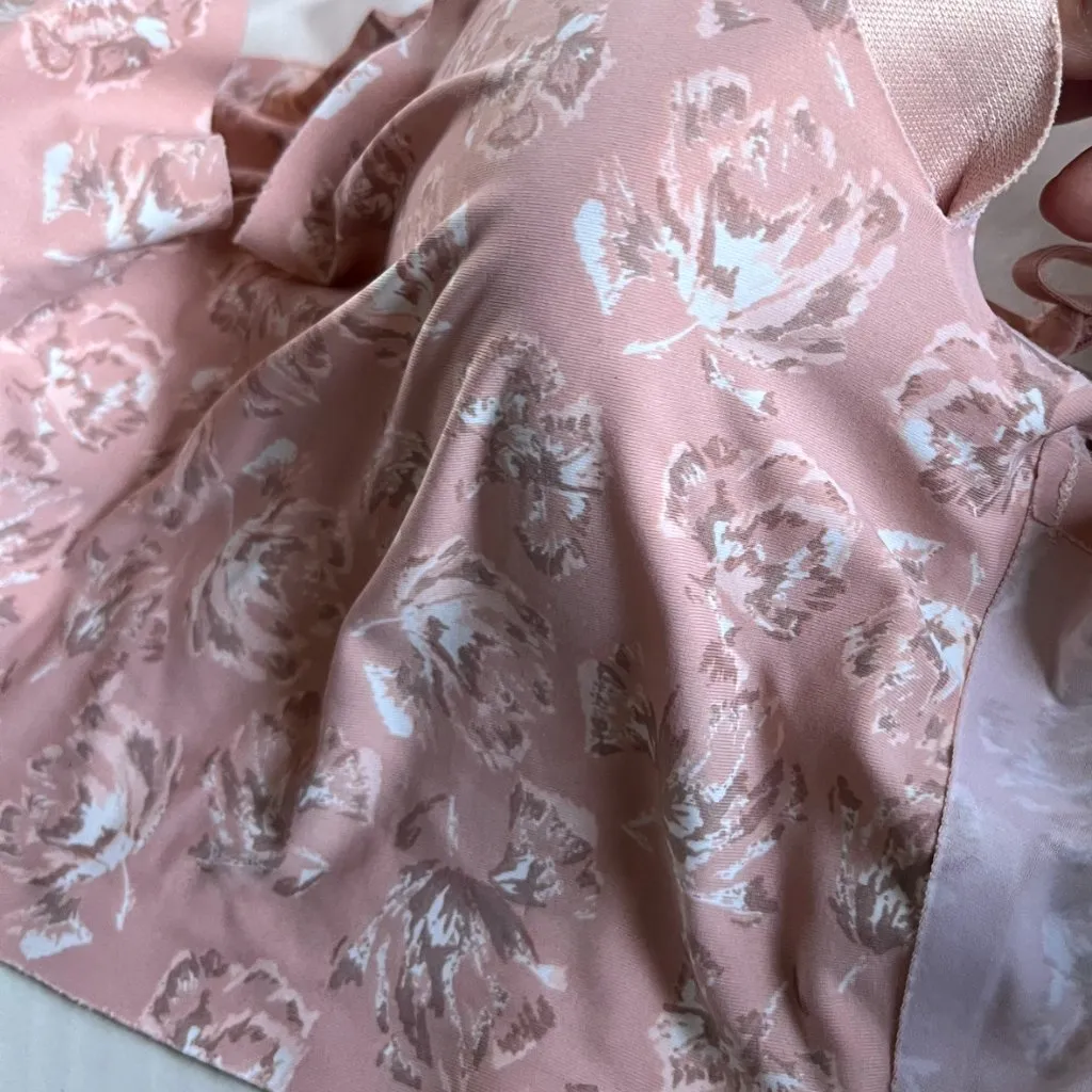 Adrienne Vittadini Sz L Pink Floral Stretch Bra Bralette Top Adjustable Straps - Image 3