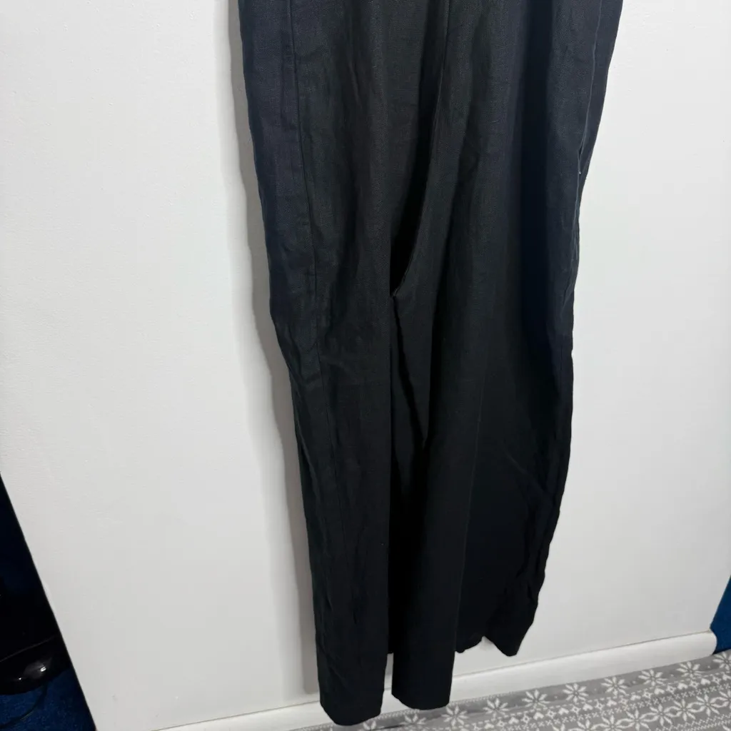 NWT Massimo Dutti 100% Linen Double Strap Jumpsuit w/ Pockets Black Size Small - Image 9